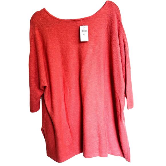 Pure Jill Tunic Top Sz XL Melon Orange Cotton Linen Blend Cozycore Office Wear - Picture 3 of 4